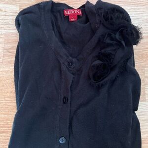 Merona Black Cardigan with Floral Detail